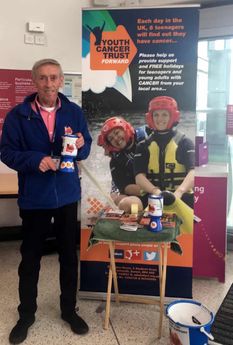 John Barclay collecting for Youth Cancer Trust