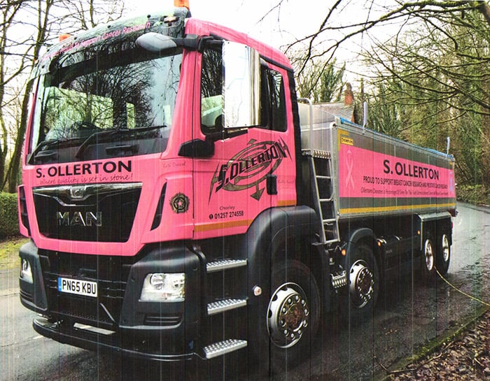 Sollertons pink truck raising funds for Youth Cancer Trust
